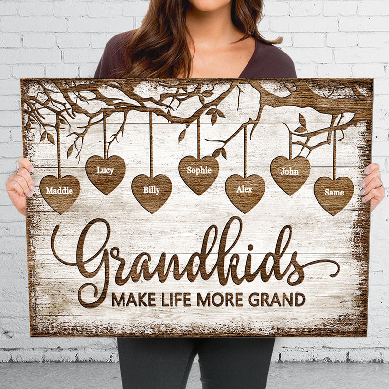 Grandkids Make Life More Grand - Personalized Horizontal Canvas