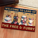 Land Of The Free & Furry - 4th Of July Funny Personalized Pet Decorative Mat (Cat & Dog)