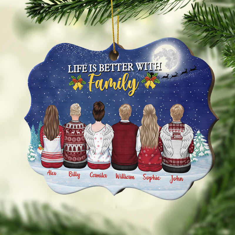 Life Is Better With Family - Personalized Custom Benelux Shaped Wood Christmas Ornament