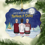 Life Is Better With Family - Personalized Custom Benelux Shaped Wood Christmas Ornament