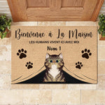 Bienvenue À La Maison French - Funny Personalized Cat Decorative Mat