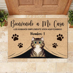 Bienvenido A Mi Casa Spanish - Funny Personalized Cat Decorative Mat, Doormat