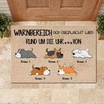 Warnbereich, der von den Hunden rund um die Uhr überwacht wird German - Funny Personalized Dog Decorative Mat