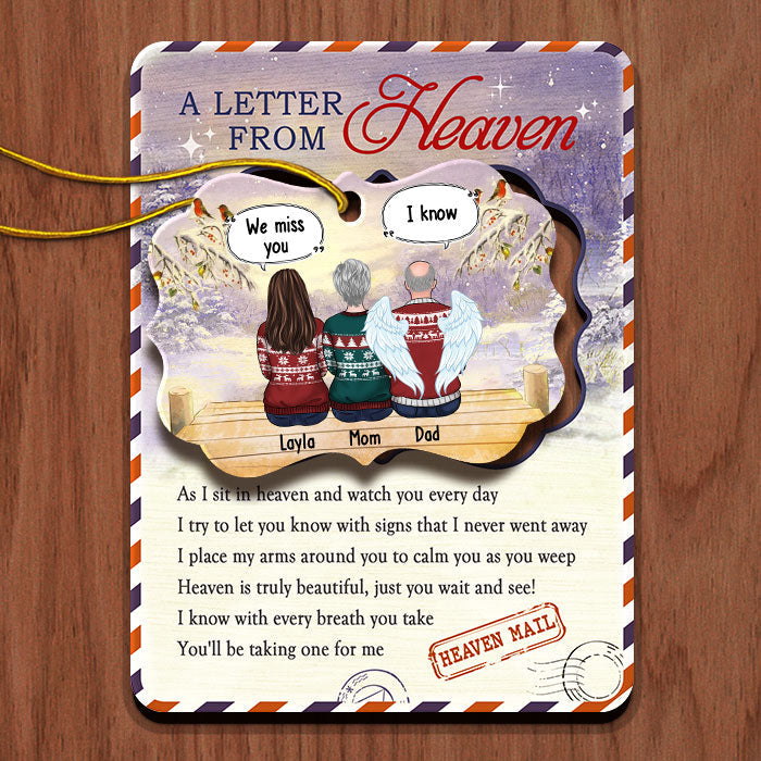 We Try To Let You Know With Signs That We Never Went Away - Memorial Personalized Custom Wooden Card With Pop Out Ornament - Sympathy Gift, Christmas Gift For Family
