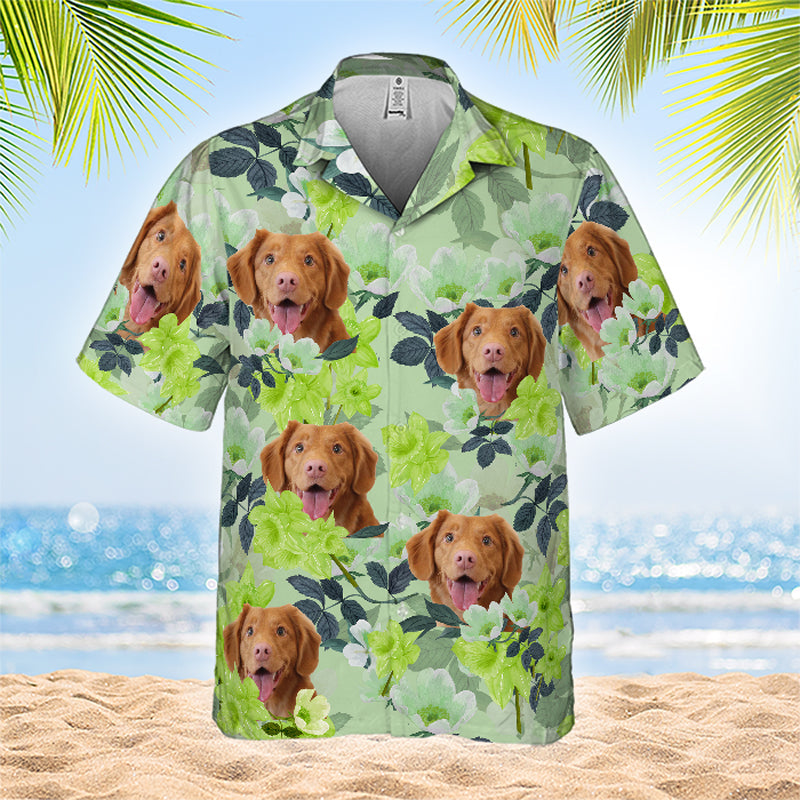 Flower And Fur Baby - Dog & Cat Personalized Custom Unisex Hawaiian Shirt - Upload Image, Dog Face, Cat Face - Summer Vacation Gift, Gift For Pet Owners, Pet Lovers