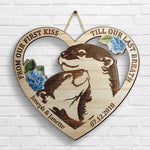 Otter Couple From Our First Kiss - Personalized Shaped Wood Sign - Gift For Couples, Husband Wife