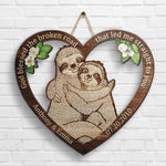 Sloth Couple From Our First Kiss - Personalized Shaped Wood Sign - Gift For Couples, Husband Wife