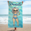 Tropical Chibi Summer Vacation - Personalized Beach Towel - Gift For Bestie