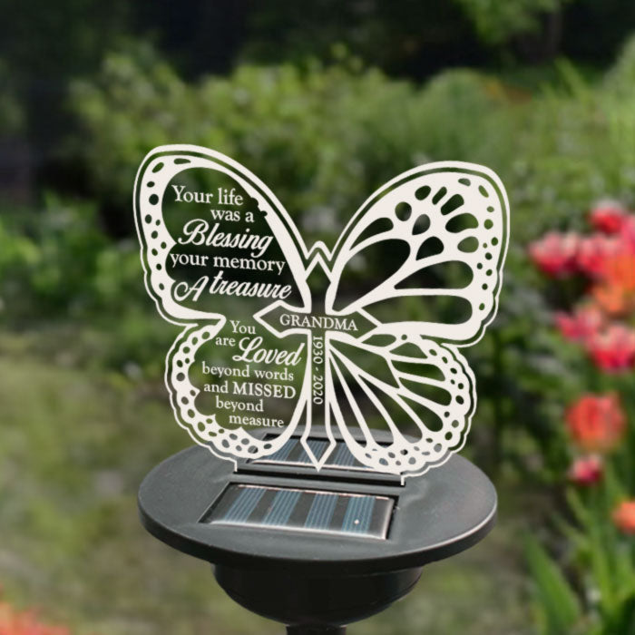 Your Life Was A Blessing - Personalized Memorial Garden Solar Light - Memorial Gift, Sympathy Gift