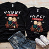Hubby & Wifey Since Then - Personalized Matching Couple T-Shirt - Gift For Couple, Husband Wife, Anniversary, Engagement, Wedding, Marriage Gift