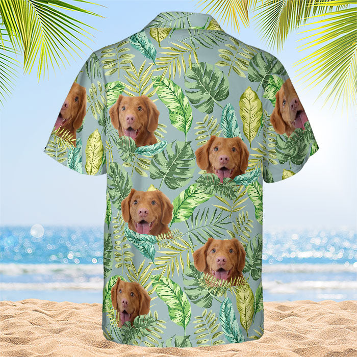 Colorful Tropical Leaves And Pet - Dog & Cat Personalized Custom Unisex Hawaiian Shirt - Upload Image, Dog Face, Cat Face - Summer Vacation Gift, Gift For Pet Owners, Pet Lovers