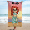 Family Chibi Summer Vacation - Personalized Beach Towel - Gift For Family