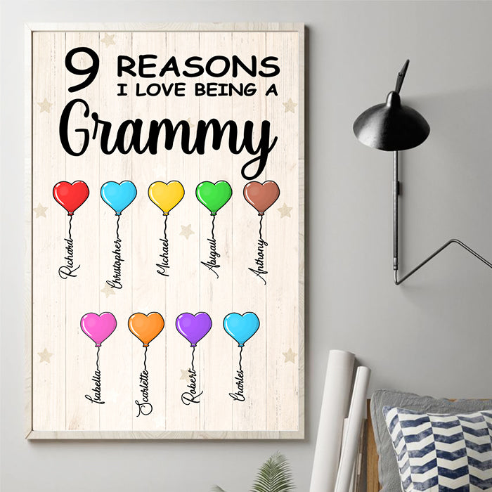 Reasons I Love Being A Grandma - Personalized Vertical Poster.