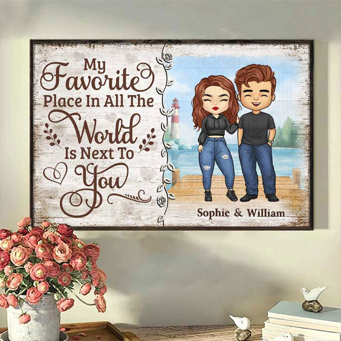 My Beloved Place Is Next To You - Gift For Couples, Personalized Horizontal Poster