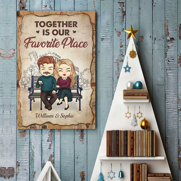 Together Is Our Favorite Place - Gift For Couples, Personalized Vertical Poster