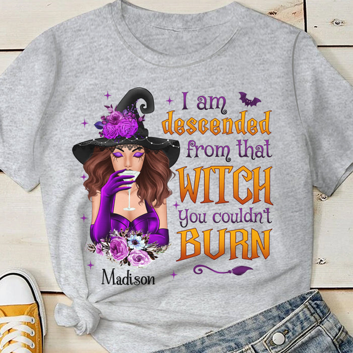 I Am Descended From That Witch - Personalized Unisex T-Shirt, Halloween Ideas.