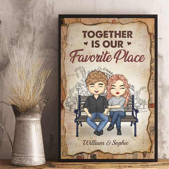 Together Is Our Favorite Place - Gift For Couples, Personalized Vertical Poster