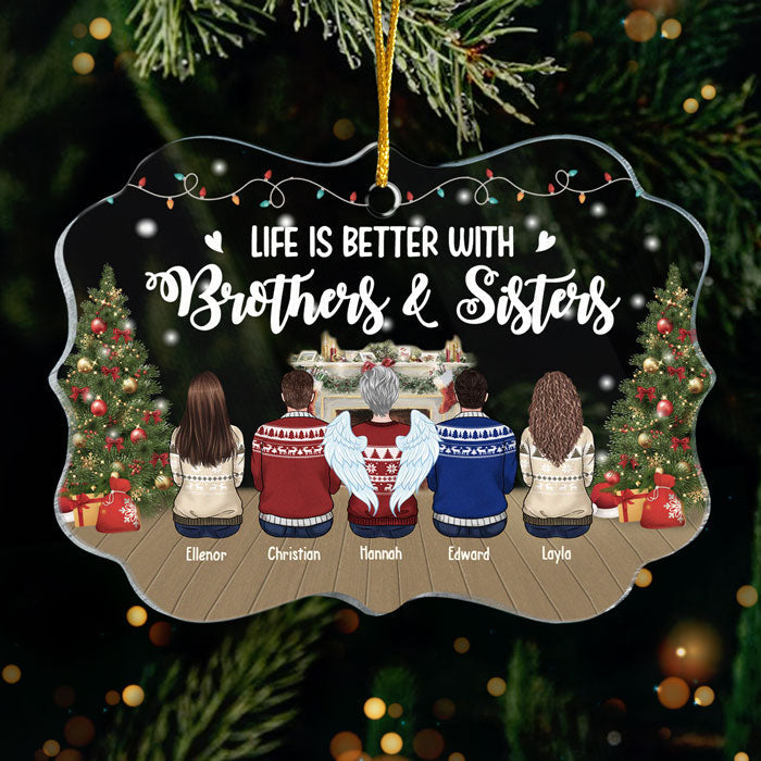 Siblings Never Apart, Maybe In Distance But Never At Heart - Personalized Custom Benelux Shaped Acrylic Christmas Ornament - Gift For Siblings, Christmas Gift