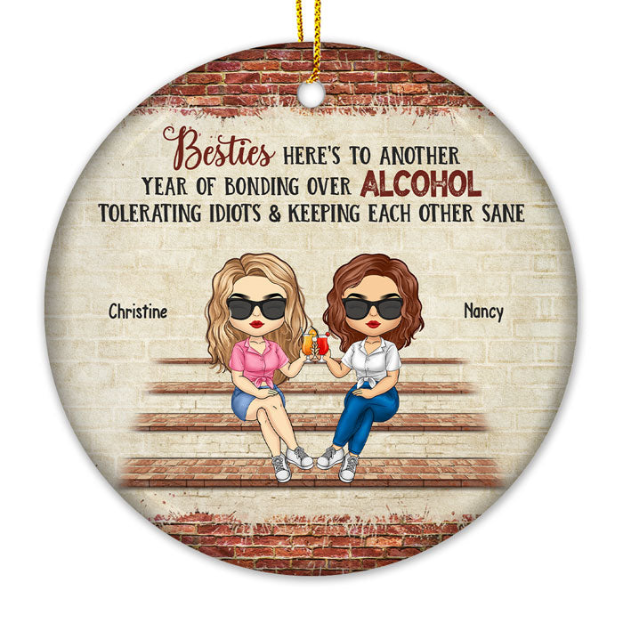 Our Memories Are Countless - Bestie Personalized Custom Ornament - Ceramic Round Shaped - Christmas Gift For Best Friends, BFF, Sisters