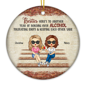 Our Memories Are Countless - Bestie Personalized Custom Ornament - Ceramic Round Shaped - Christmas Gift For Best Friends, BFF, Sisters