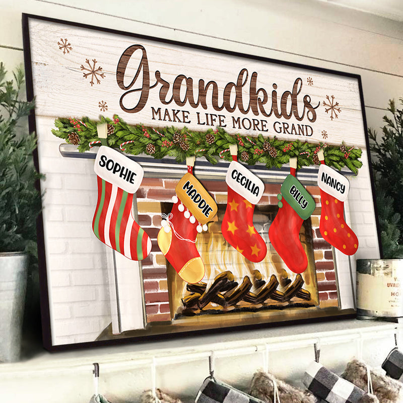 Our Greatest Blessings Call Us Grandma & Grandpa - Personalized Horizontal Poster