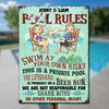 Swim At Your Own Risk - Personalized Metal Sign - Gift For Couples, Husband Wife