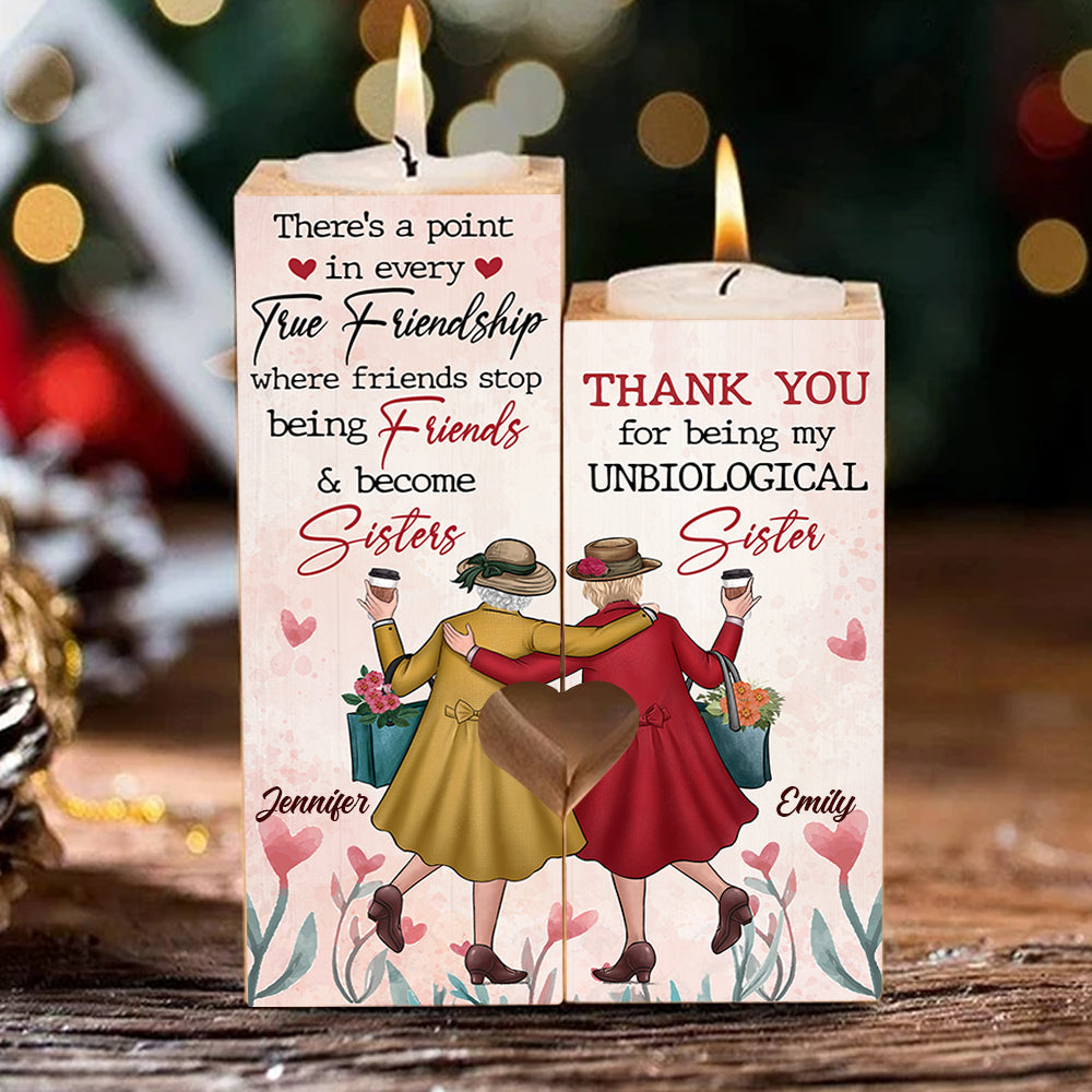 Thank You For Being My Unbiological Sister - Gift For Bestie - Personalized Candle Holder.