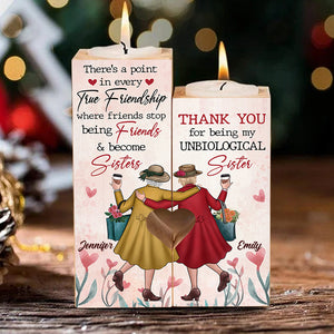 Thank You For Being My Unbiological Sister - Gift For Bestie - Personalized Candle Holder.