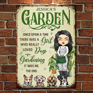 A Girl Who Loves Dog & Gardening - Personalized Metal Sign - Gift For Gardening Lovers