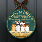 Tieni La Porta Chiusa - Divertente Cartello Personalizzato Per La Porta Del Gatto, Funny Personalized Cat Door Sign Italian