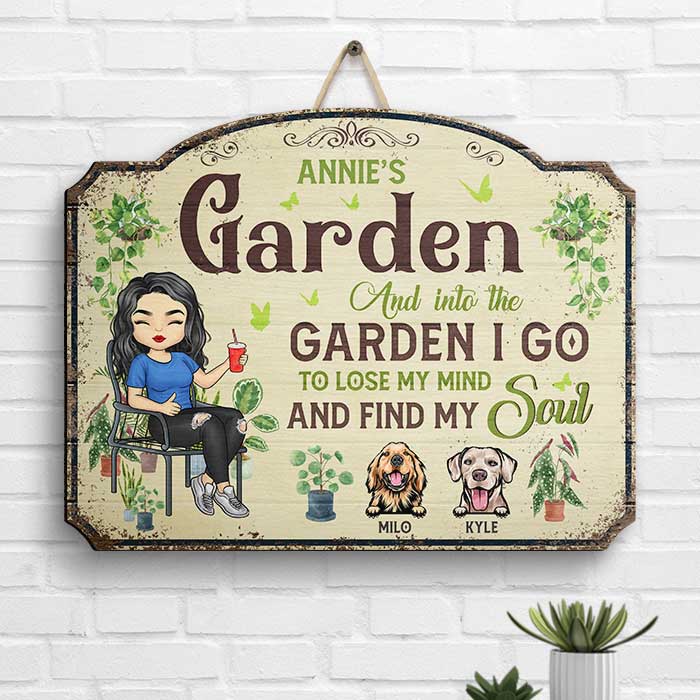 Into The Garden I Find My Soul - Personalized Shaped Wood Sign - Gift For Gardening Lovers