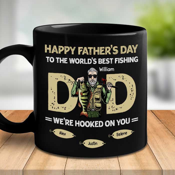 To The World Best Fishing Dad - Gift For Dad - Personalized Black Mug
