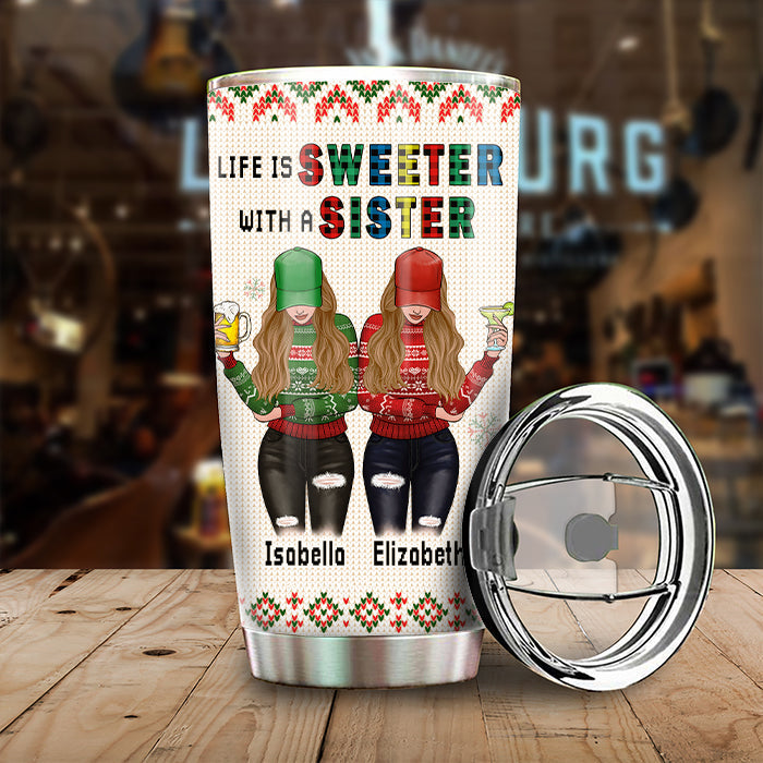 To My Sister - I'd Fight A Bear For You - Personalized Tumbler