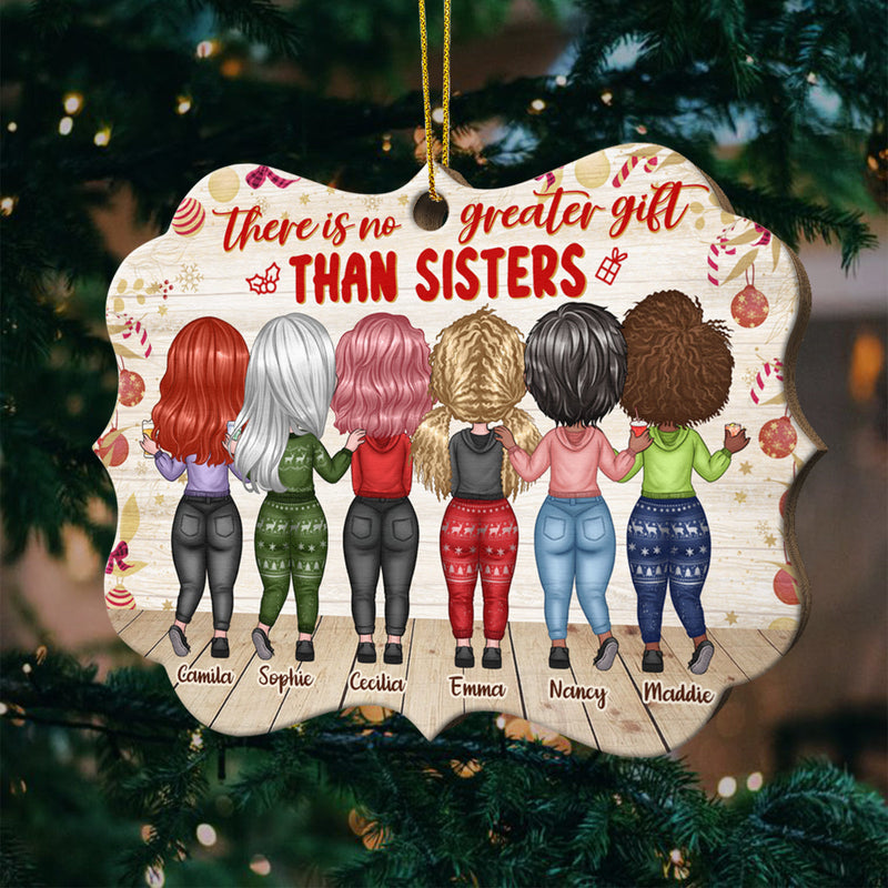 Sisters Forever, Never Apart - Maybe In Distance But Never At Heart  - Personalized Custom Benelux Shaped Wood Christmas Ornament