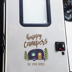 Happy Campers - Camping Personalized Custom RV Decal - Gift For Camping Lovers