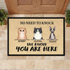 We Know You Are Here - Funny Personalized Cat Decorative Mat