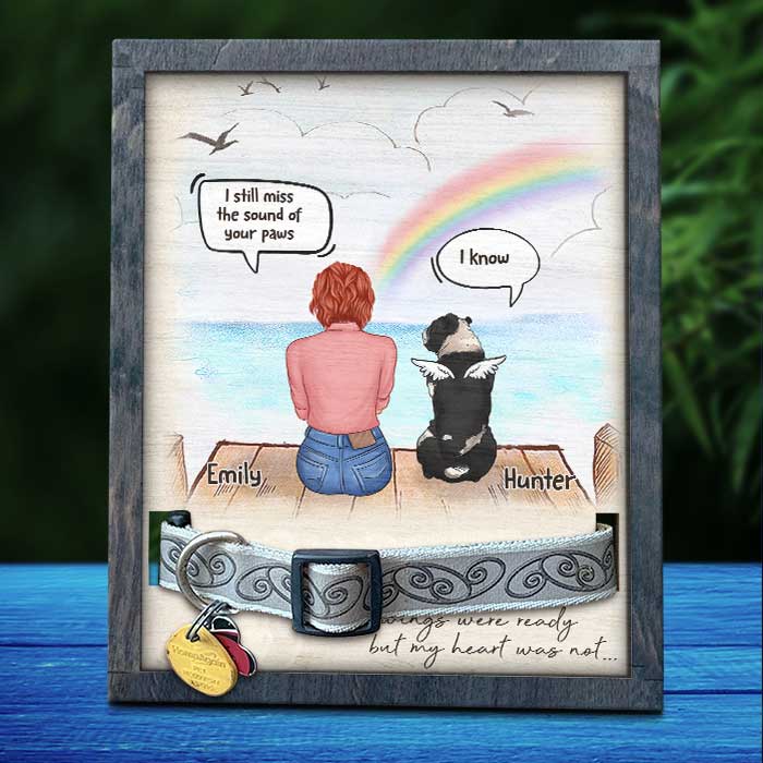 Your Wings Were Ready But My Heart Was Not - Memorial Personalized Custom Pet Loss Sign, Collar Frame - Sympathy Gift, Gift For Pet Owners, Pet Lovers
