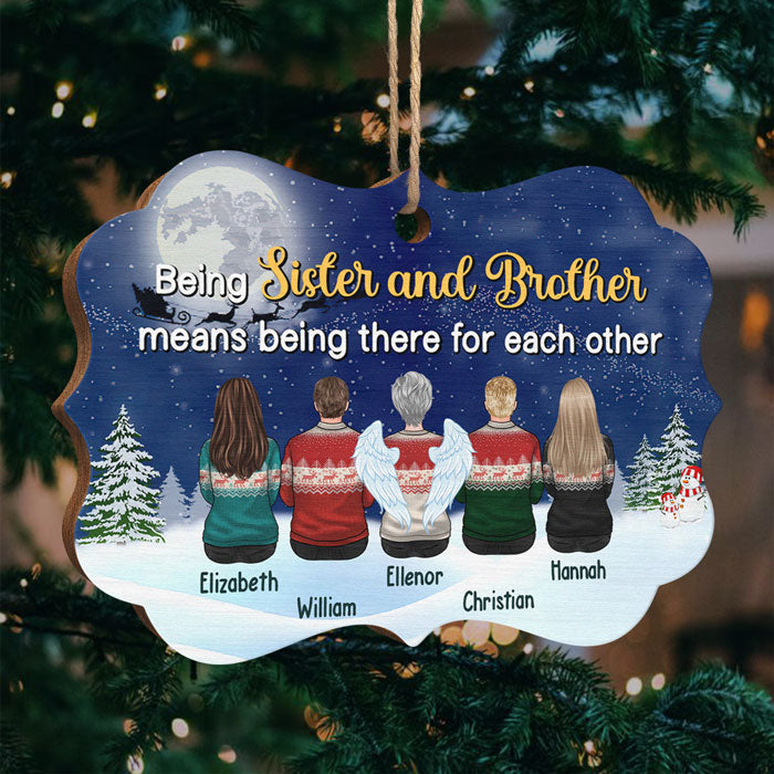 Being Sister & Brother Means Being There For Each Other - Personalized Custom Benelux Shaped Wood Christmas Ornament - Gift For Siblings, Christmas Gift