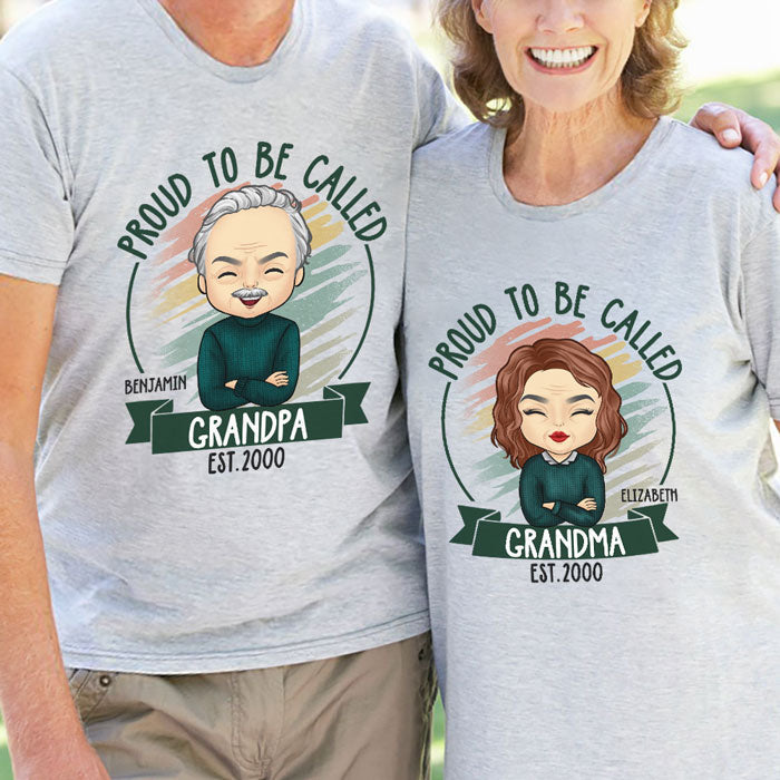 Proud To Be Grandparents - Personalized Matching Couple T-Shirt - Gift For Couple, Husband Wife, Grandparents