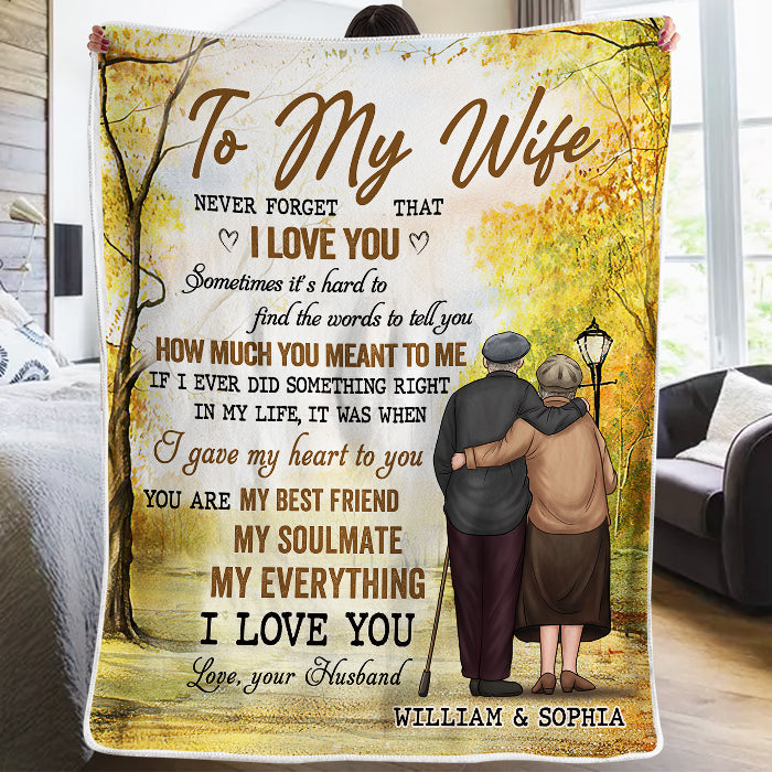 To My Wife Never Forget That I Love You - Gift For Couples, Personalized Blanket
