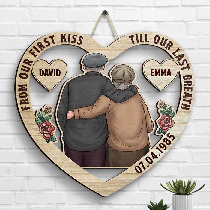 Till Our Last Breath - Personalized Shaped Wood Sign - Gift For Couples, Husband Wife