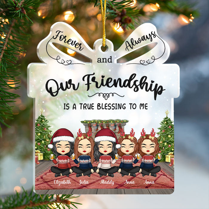 Our Friendship Is A Million Little Things - Personalized Custom Gift Box Shaped Acrylic Christmas Ornament - Gift For Bestie, Best Friend, Sister, Birthday Gift For Bestie And Friend, Christmas Gift