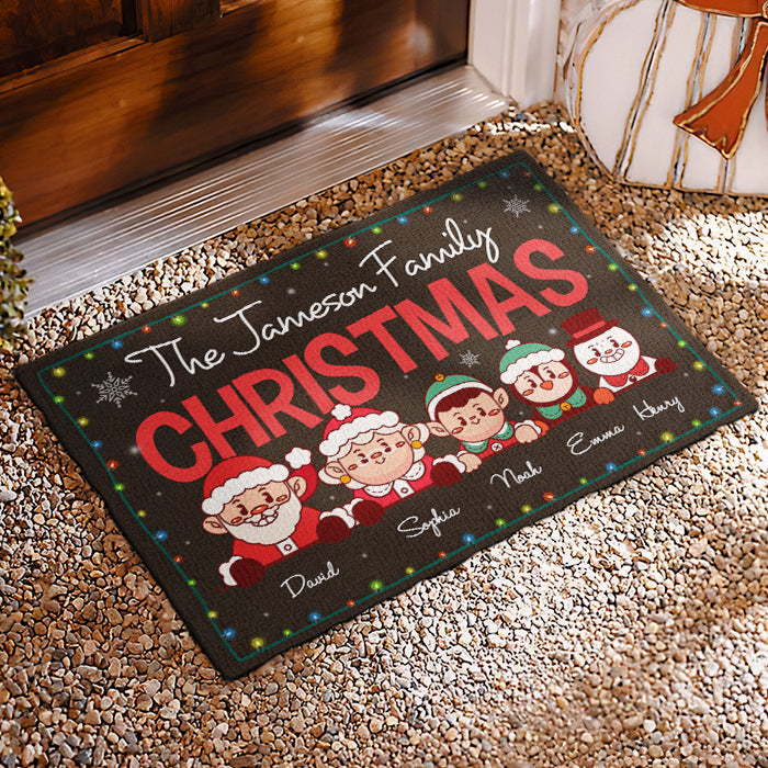 Happy Christmas With Our Family - Personalized Decorative Mat