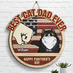 Happy Pawther's Day Cat Dad - Personalized Shaped Wood Sign - Gift For Dad, Gift For Father's Day