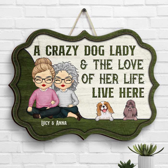 A Grumpy Dog Dad & His Love - Personalized Shaped Wood Sign - Gift For Couples, Husband Wife