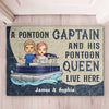 A Pontoon Captain And His Pontoon Queen - Personalized Decorative Mat - Gift For Couples, Husband Wife