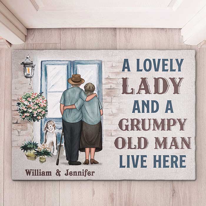 A Lovely Couple Live Here - Personalized Decorative Mat - Gift For Couples, Husband Wife