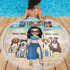 Dog Mom It's Beach Time - Gift For Dog Mom, Personalized Round Beach Towel