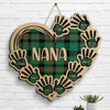 Grandma Plaid Heart And Hand Prints - Gift For Mom, Grandma - Personalized Shaped Wood Sign