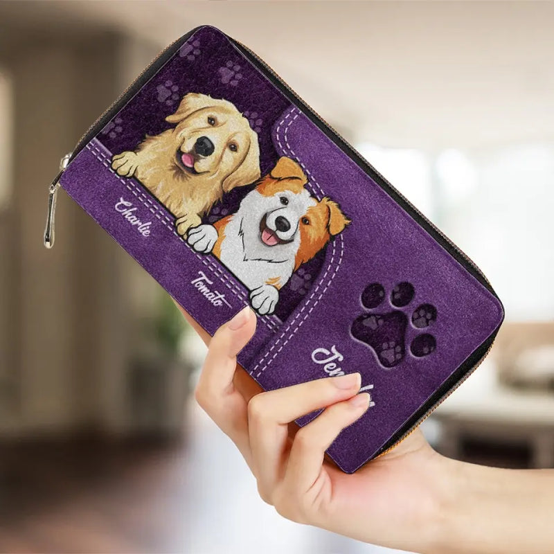 Pets Make Our Lives Whole - Dog & Cat Personalized Custom Leather Long Wallet - Gift For Pet Owners, Pet Lovers